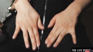 Freaky blonde cop handcuffs herself as she masturbates hard