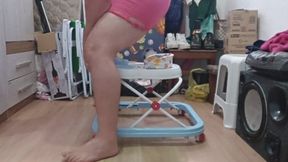a little over 100kg riding in a small walker made to support a maximum of 12kg