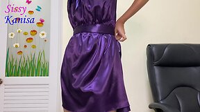 Sisk crossdresser in purple ep2 dressing up sexy silky panties.
