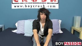 Pierced horny twink Nicky wanking and dick pumping for cum