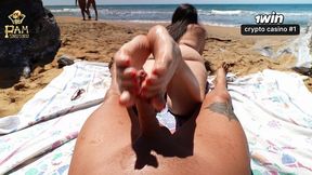 Contest - Footjob On The Beach With Voyeurs - In Public