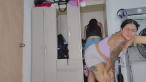 I bring my girl home and lock her in my closet and fill her with lots of farts from my big ass in short leggings