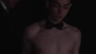 Twink Eli barebacked by hung muscle master after auction