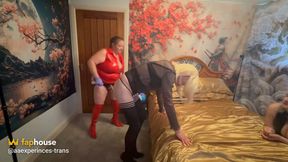 Domina Satana Gives Melanie a Good Pegging While Being Watched!