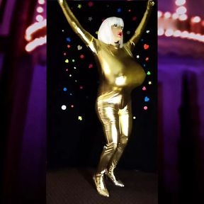 Metallisch-goldenen spandex-catsuit