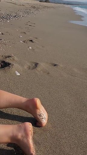 Sexy Woman at the Beach Takes a Foxtail Butt Plug in Her Ass - Outdoor Anal Plug