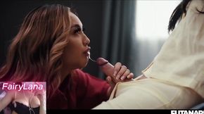 Asian futanari wakes up with massive cock and destroys her partner raw missionary creampie