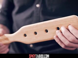 Slavemaster stepdaddy testing his paddle collection - Marley Brinx