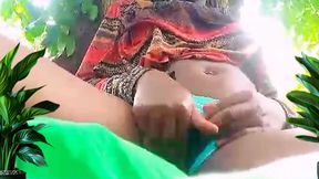 Solo female masturbation hot porn by Givensex acting in village bush, enjoying self pleasure with her wet tight pussy!