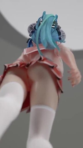 [mmd] Chocolate Cream ***; Sexy College Girl Uniform; Ultra-short Skirt; White Stockings; Red-soled High Heels