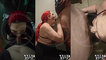 MtF Asian American redhead shemale cum slut ImpregnableLexa used for a quickie in restroom at a store by her Daddy Dominant