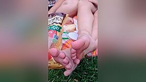 Candid Lesbian Girlfriend Feet And Dirty Soles Close Up