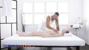 ”Pale babe Lady Bug has multiple orgasms with spa's co-worker”