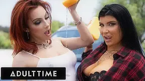 ADULT TIME - Big Titty Darlings Romi Rain T-Chick Ariel Demure Have Passionate Fuck After Sexy Carwash