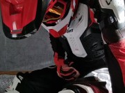 Motocross guy jerking off in full gear