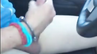 Wanking and cumming in the car with a buddy