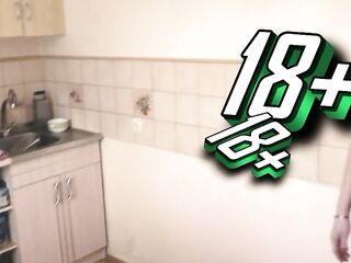 2 gals Old adult aged mother I'd like to fuck and cute teenage angel in hawt T shirt out of pants brassiere in kitchen giving a kiss. Lesbos Nudists Naturists Large Butt Vagina