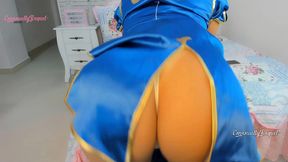 chun li from street fighter cosplay girl playing the wheel of sex game twerk feet boy girl pov sex and cum in mouth
