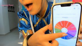 chun li from street fighter cosplay girl playing the wheel of sex game twerk feet boy girl pov sex and cum in mouth