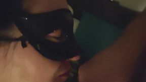 Order slave to suck cock, balls and glasdildo