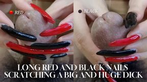 Long Red And Black Nails Scratching A Big And Huge Dick | LINH'S LONG NAIL | CRAZY ABOUT LONG AND NATURAL NAILS
