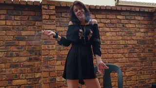 twerking petite girl taking a piss while smoking a cigarette