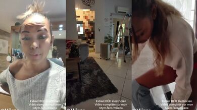French ebony slut gets fucked hard by rough electrician