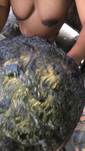 Captivating moment from &quot;Dominican woman showers with a stranger&quot;