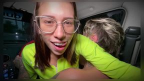 I Pay the Uber with a Blowjob and Fuck in the Parking Lot of My Building