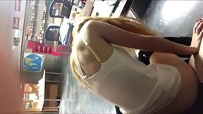 Blonde with great ass rides her school teacher hard, cums on his cock