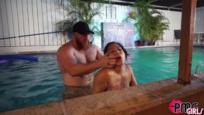 Asian MILF Song Lee and BWC Thor Johnson fuck in the pool