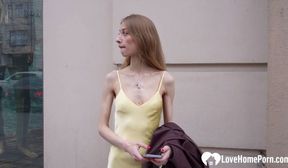 after our date i drive her home and she impales her tight pussy on my thick cock