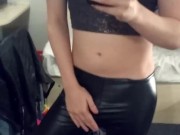 trans girl tight wetlook bike shorts