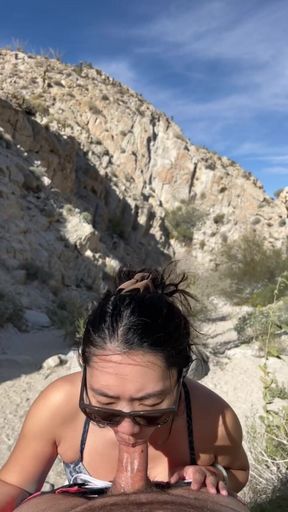 Outdoor Blowjob While Hiking in the Desert - Amateur Wmaf - Cum in Mouth Public BJ Swallow