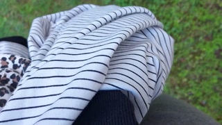 Nicoletta gets her yoga pants completely wet in a public park - Extreme pee exposed