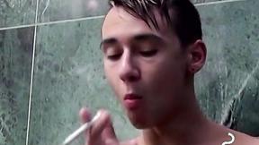 Smoking sensations with Jax being horny stroking meat to cum