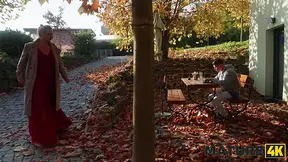 Curvy MILF turns young virgin's head with big natural tits