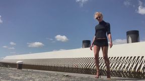 Lola Belgium in heels and miniskirt in public