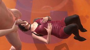 ada wong throat fucked while laying on her back - resident evil