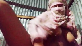 "Secret video of a sister-in-law using an eggplant to tear her vagina."