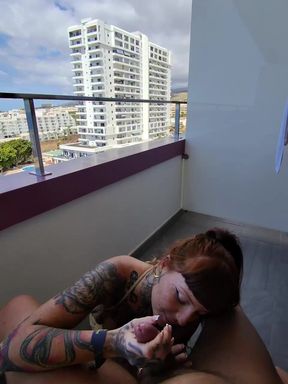 Risky Blowjob on Balcony in Tenerife