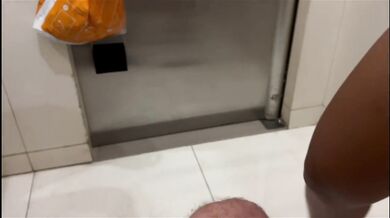 Asian girlfriend handjob cum during romantic public toilet fuck passion