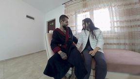 Skinny lovers gets intimate and pleasured by the fireplace