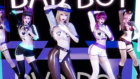 Hot and busty League of Legends babes are dancing streaptease in this 3d video