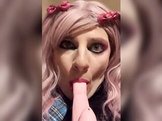 Sissy practices her fellatio technique