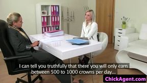 Casted Lesbian Masturbating After Kissing Babe
