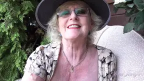 Auntjudys - 66yo Hairy Mature GILF Mrs. Claire Sucks Your Cock in the Garden (pov)