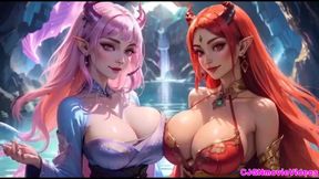 Lesbians kiss together, Ai animation