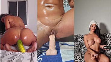 Compilado das minhas brincadeiras de gozar sozinha, sobrou até pro Pepino