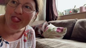 Home Alone in Lounge with Black Stockings on